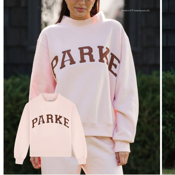 Parke Hometown Varsity Mockneck NEW Varsity Pullover in Rose + Mocha Size L/XL - Picture 1 of 4